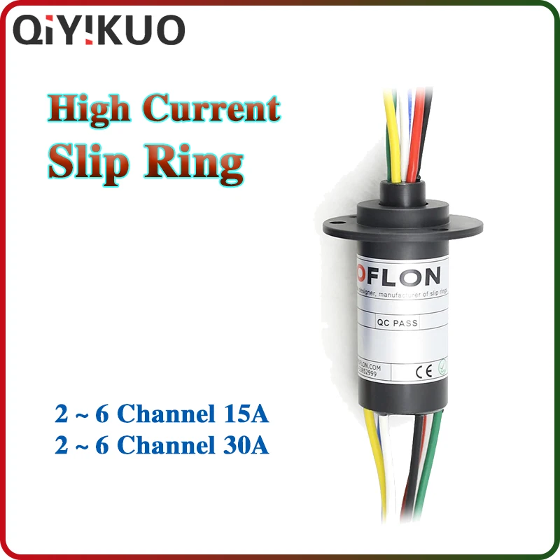 Slip Ring High Power Current 360 ° Rotating Conductive Connector 2 4 6 to 12 Wire Way Electric Brush Carbon