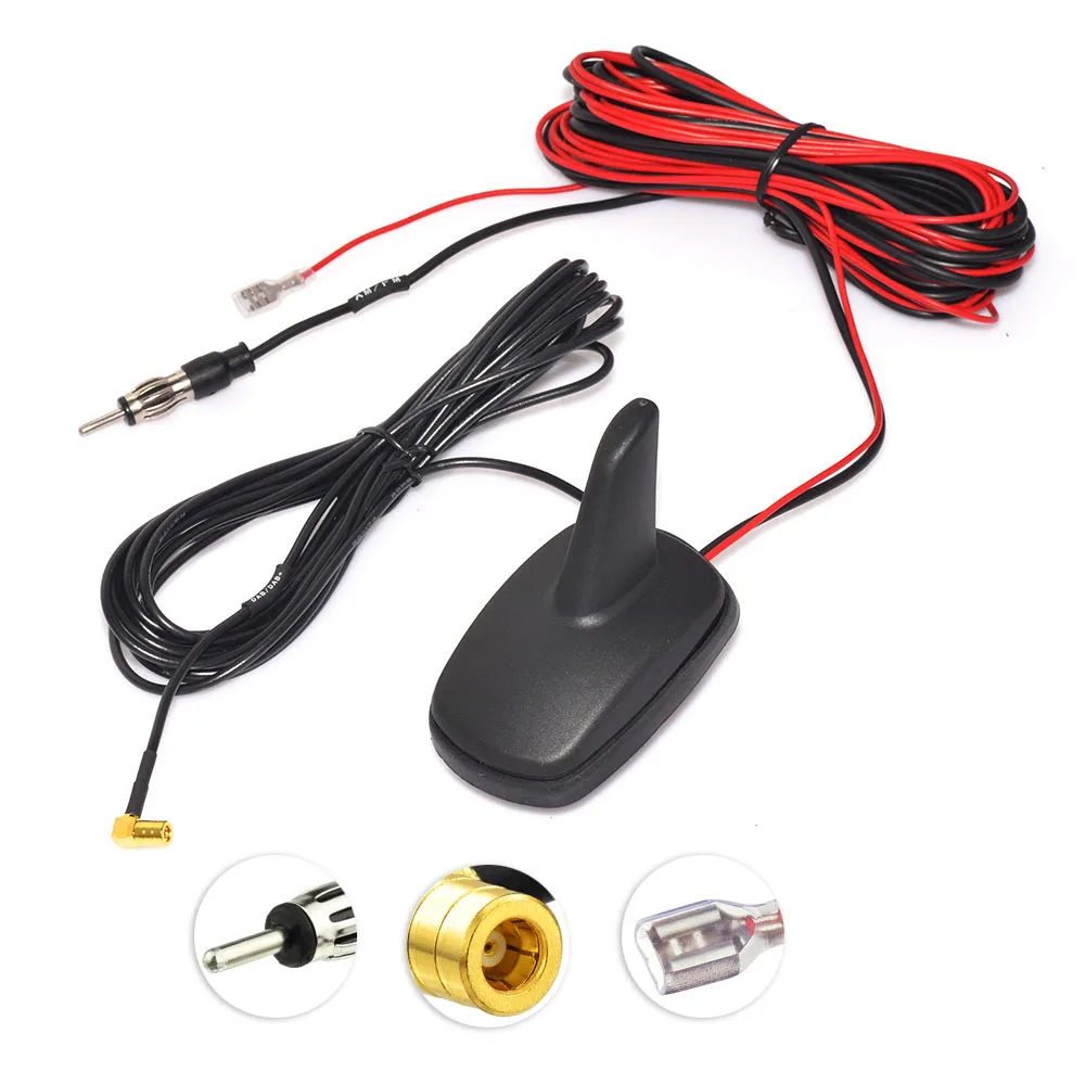 Eightwood Car DAB+FM Radio Antenna Shark Fin Roof Mount Aerial with Amplifier SMB Connector for Blaupunkt  JVC Kenwood Pioneer