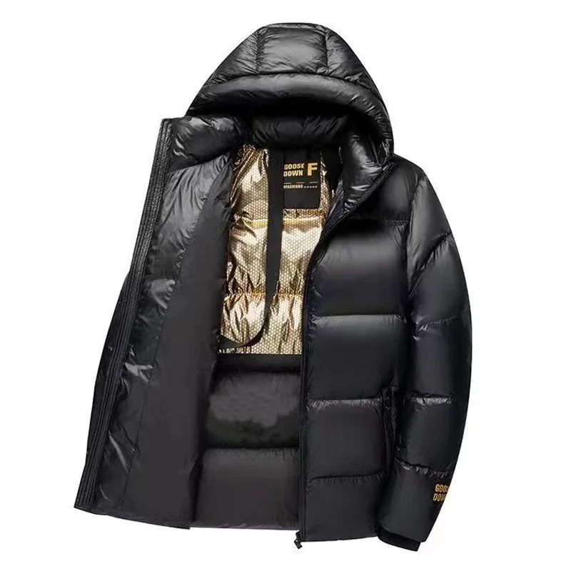 Down jacket autumn and winter short warm bread jacket men's and women's same thickened black gold jacket down jacket