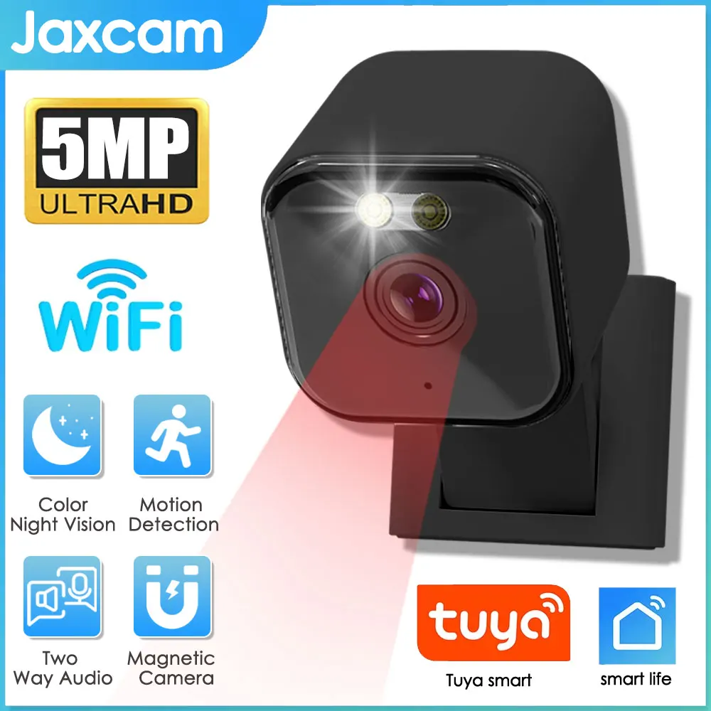 

Tuya Smartlife Home Black Mini Camera Night Vision Two-Way Audio Magnetic WiFi Human Alarm Built-in Siren for Home Cloud Storage