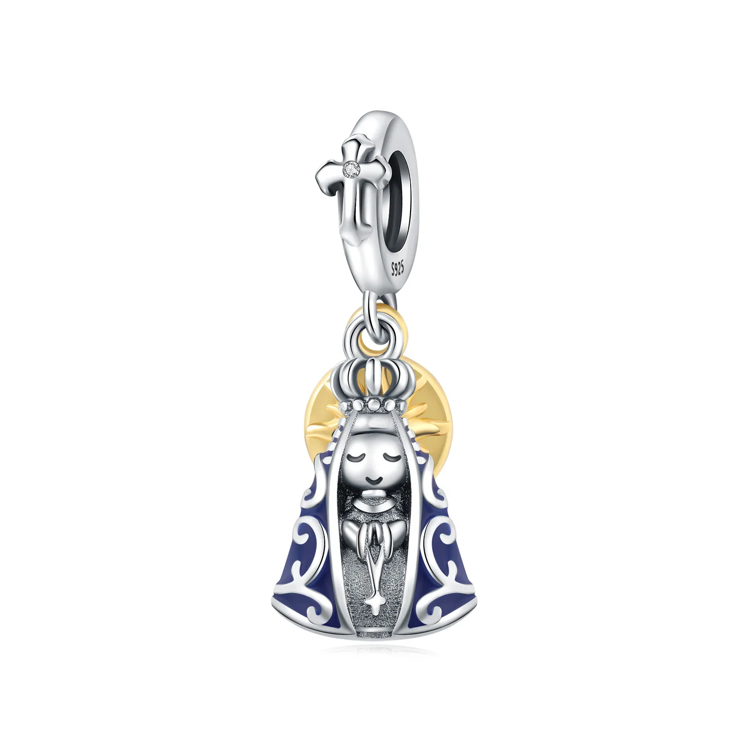 

PANPOKI 925 Sterling Silver Madonna's Religious Symbol Charms Beads Pendant Fit DIY Bracelet Necklace Jewelry Souvenir Gifts