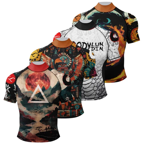 Imagen 2 del producto Bjj Gi Boxing-Camiseta de compresión MMA Rashguard para hombre, pantalones cortos para correr, Muay Thai, camiseta de gimnasio Rash GuardSports, nueva