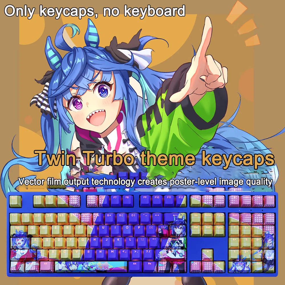 108 Keys/set Pretty Derby Keycaps PBT Dye Subbed Tokai Teio Keycaps Cherry Anime Cartoon Gaming Key Caps For ANSI 61 87 104 108