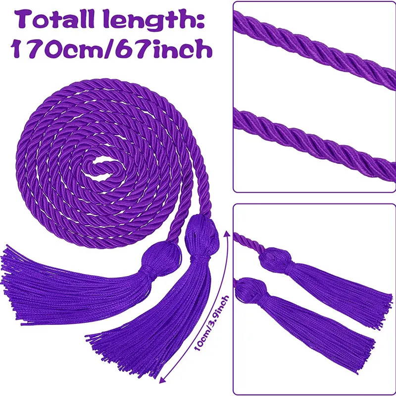 1PC 170CM Tassel Graduation Honor Cord Tassel Braided Honor Cords with Tassel Polyester Yarn Honor Cord for Graduation Students