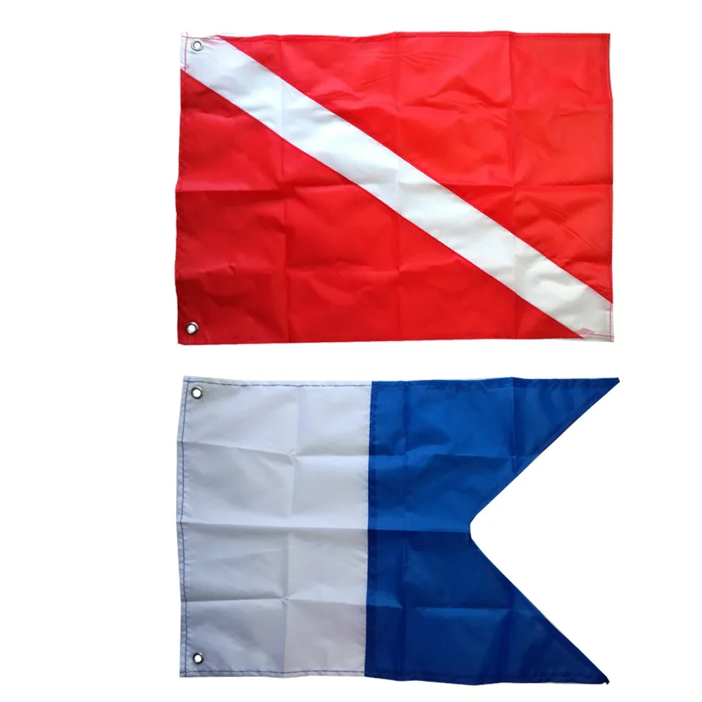 Bandera de barco de buceo grande de 2 tamaños, señal internacional, bandera flotante de barco de buceo Universal con arandelas de Metal, accesorios