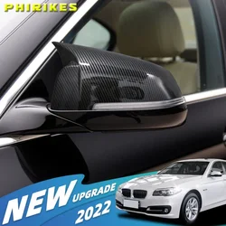 Rearview MirrorCovers for Bmw 5 Series F10 F11 Lci 2014-2017 Caps Replacement Side Rear-View Carbon Fiber Gloss Black