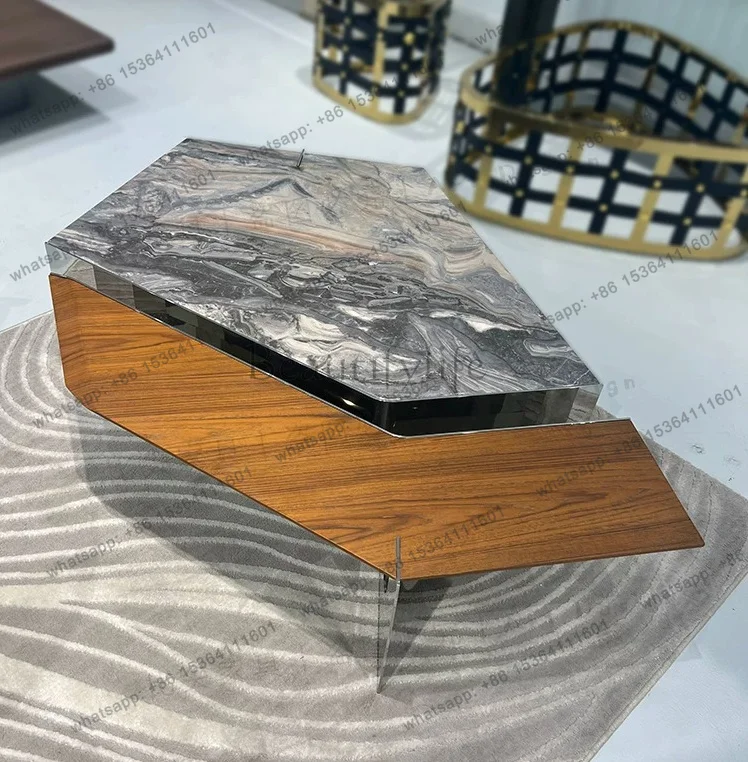 Luxury Stone Irregular-shaped Coffee Table, Creative Modern Minimalist Designer Style, Stainless Steel High-end Custom Design