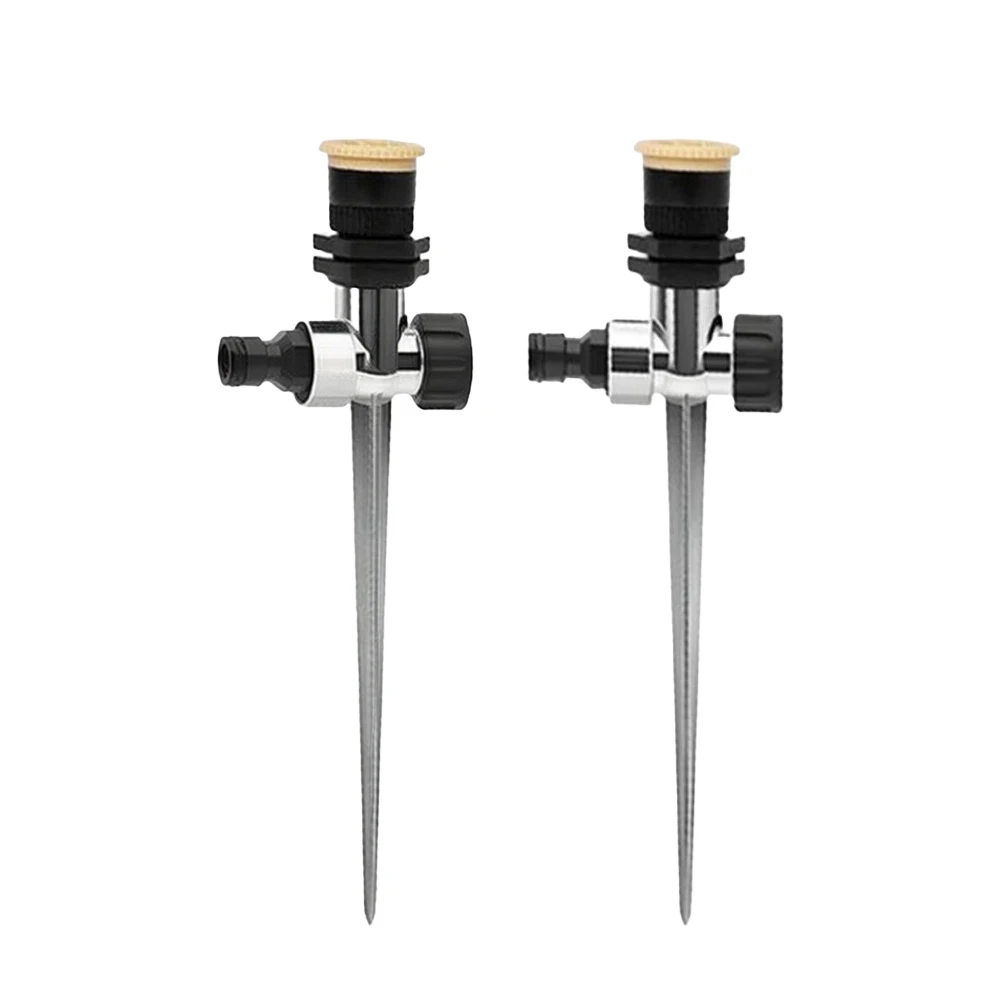3 Pack Silver Alloy Ground Spike Lawn Sprinkler 360 Degree Rotating Nozzle Garden Irrigation Watering System For Flower Bed Gras