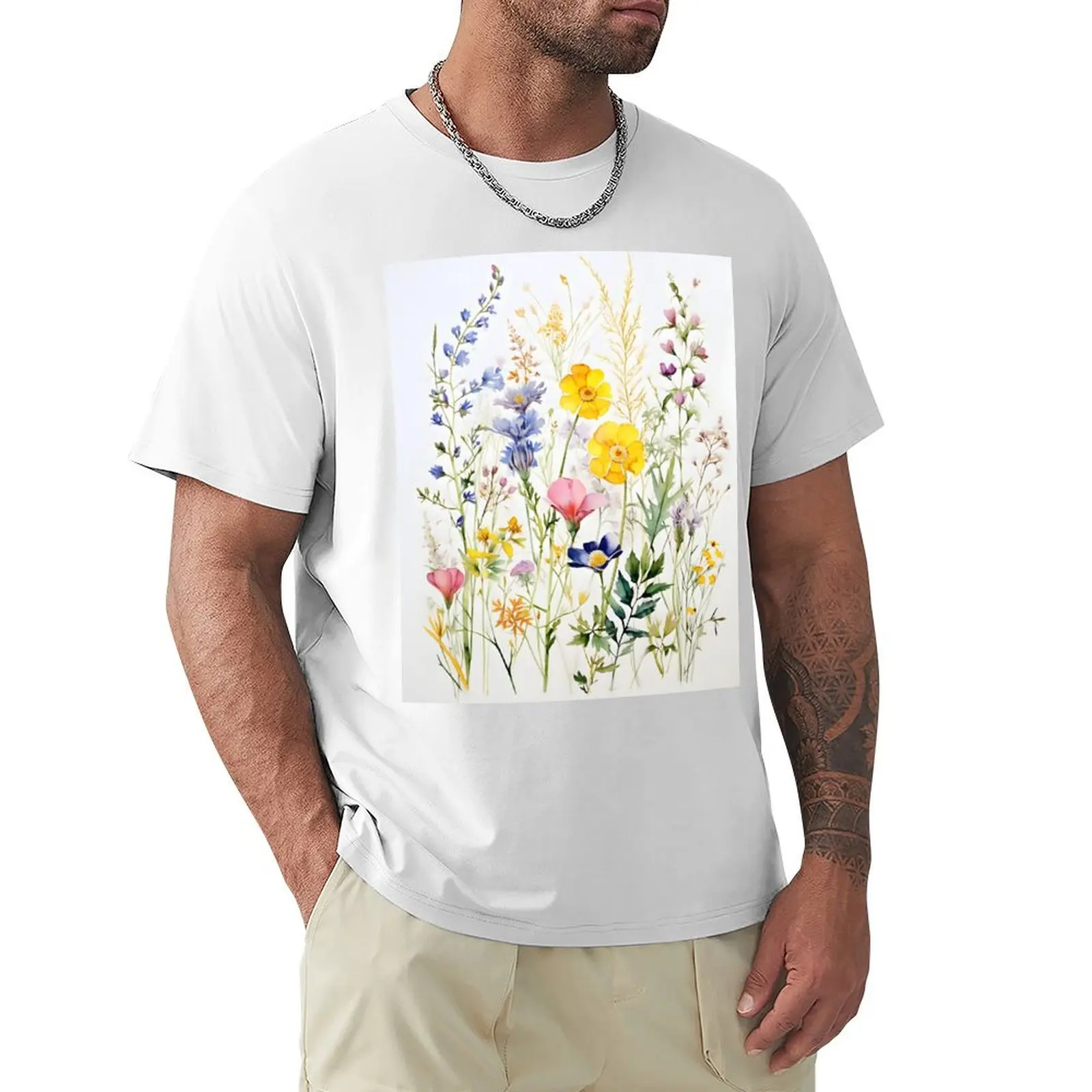 

Spring Wildflowers in Watercolor 1 T-Shirt korean fashion sweat cute tops plain t shirts men