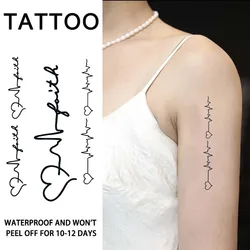 Sentence and Heart, 1Pcs Waterproof Temporary Tattoo Stickers, Long-lasting Waterproof for One to Two Weeks, Suitable For Arm,