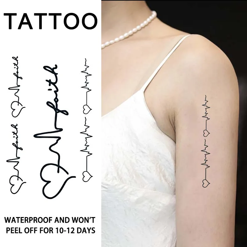 Sentence and Heart, 1Pcs Waterproof Temporary Tattoo Stickers, Long-lasting Waterproof for One to Two Weeks, Suitable For Arm,