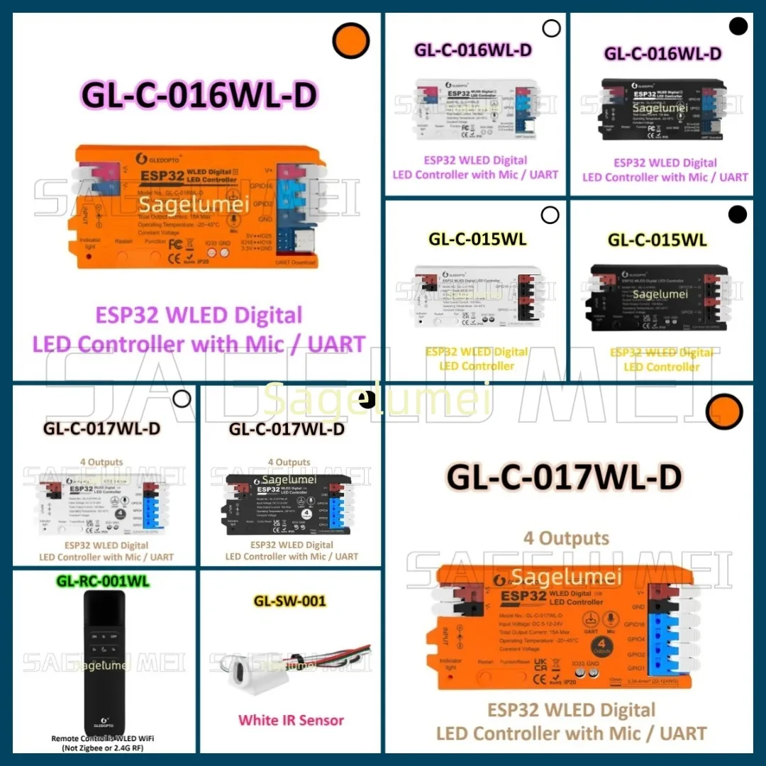 ESP32 WLED Digital LED Controller 015WL 016WL 017WLRGBIC Dynamic Lighting IR Switch Sensor Gesture-Aware Trigger WS2811 SK6812