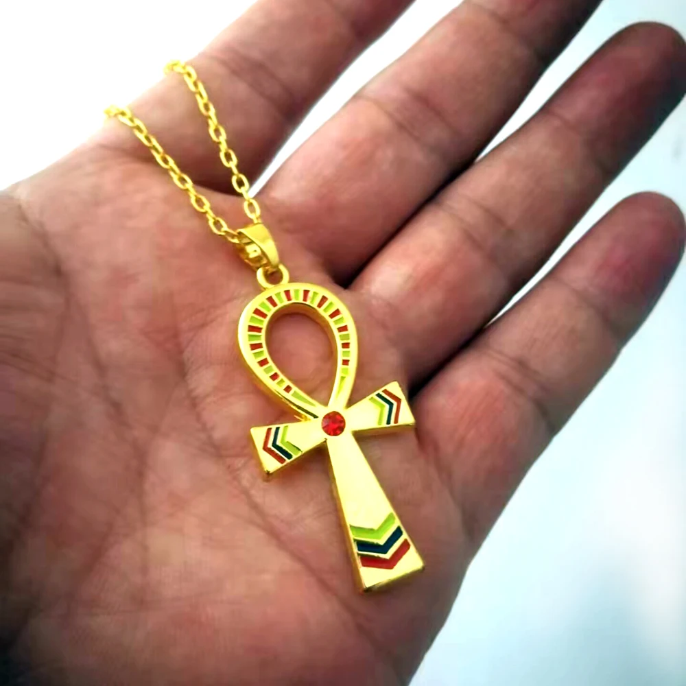 سريع بيع جيد المصري عنخ الصليب قلادة حبل من الجلد