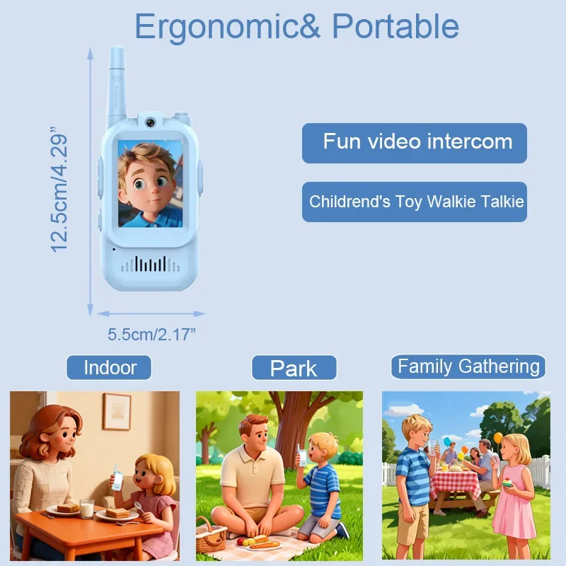 子供用トランシーバー、2個セット、高画質カメラ、400メートル通信範囲、休日や誕生日プレゼントに最適