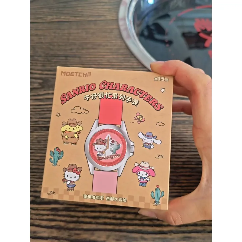 Moetch Sanrio Characters Cowboy Busy Watch Blind Box Cute PU Strap Quartz Watch with Hello Kitty My Melody Cinnamoroll Toy - view 5