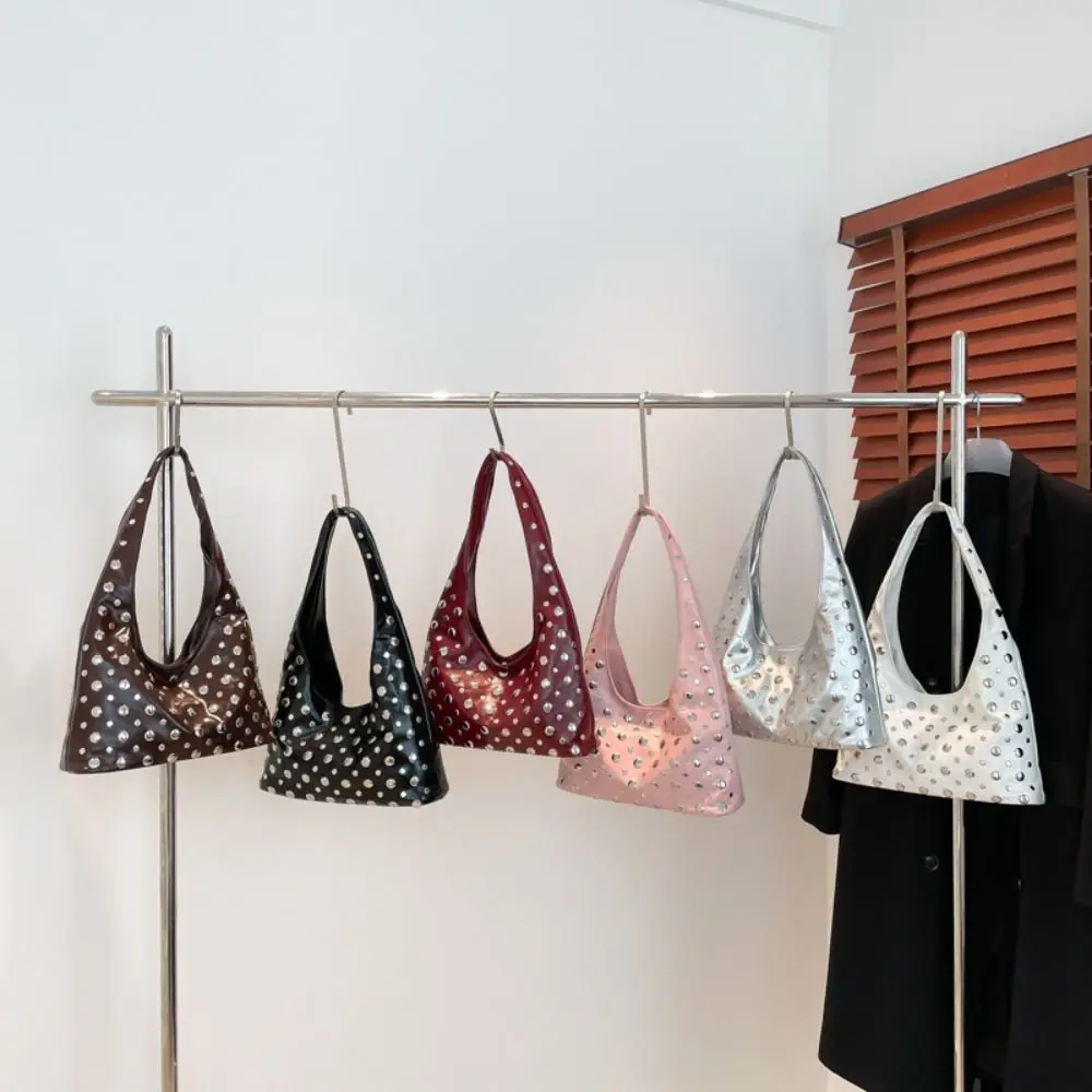 

Simple Metal Stud Rivet Shoulder Bag Punk Style Sweet Cool Underarm Bag Spicy Girl Handbag Y2k Underarm Bag Daily