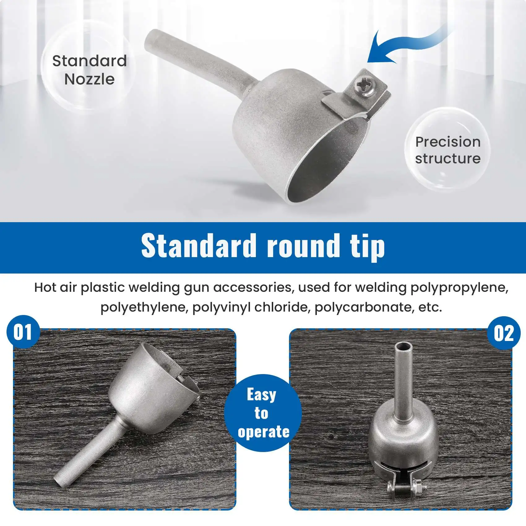 

A83I-Speed Welding Nozzles 5Mm Standard Nozzle For Vinyl Pvc Plastic Hot Heat Air