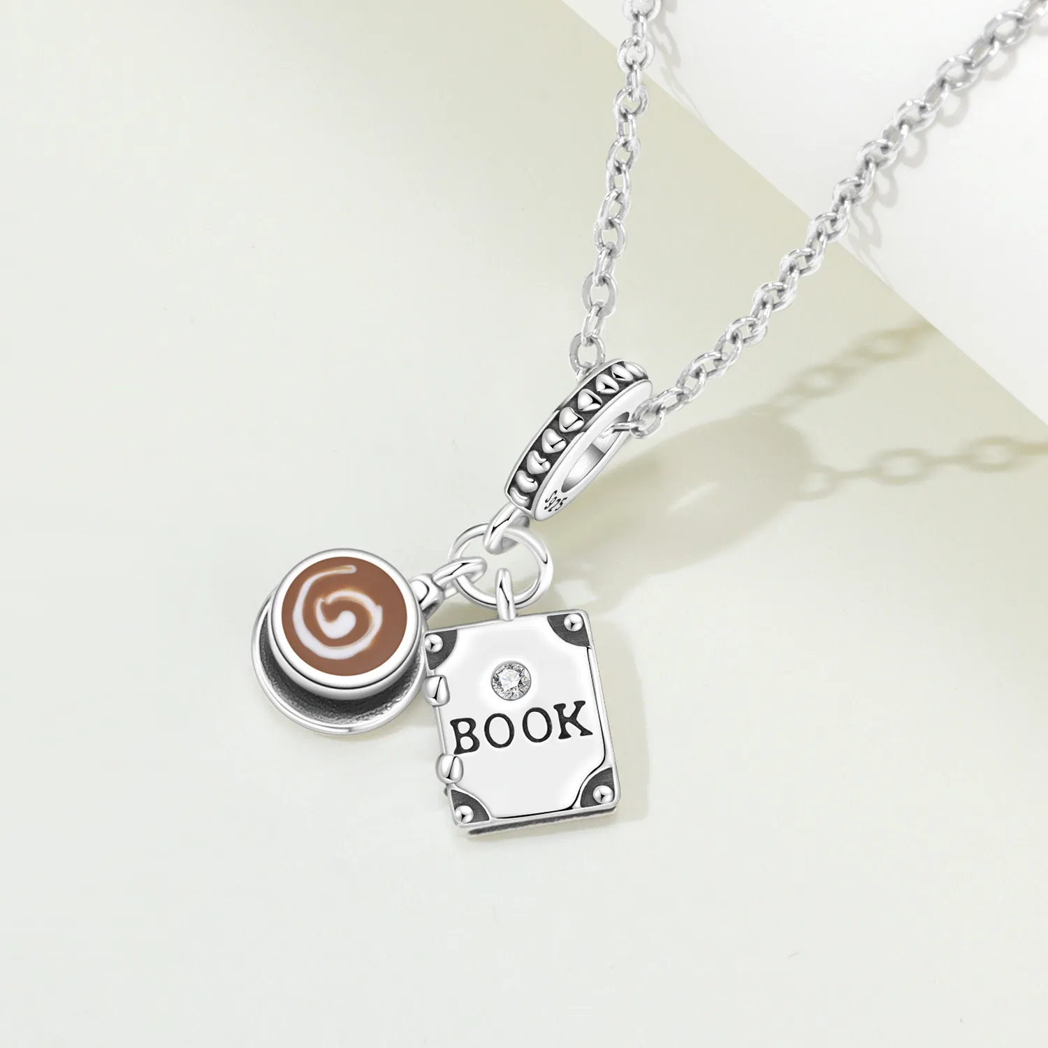 Orstarry 925 Sterling Silver Coffee Cup Book Beads Original Pendants Bracelet Necklace Charm Jewelry Party DIY Gifts