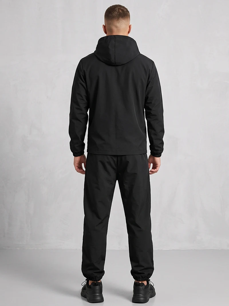 Herren Trendiger 2-Teiliger Trainingsanzug Set Kapuzenjacke mit Reißverschluss Windbreaker Mantel Oberteil Schnelltrocknende Sportliche Jogginghose – Detail 5