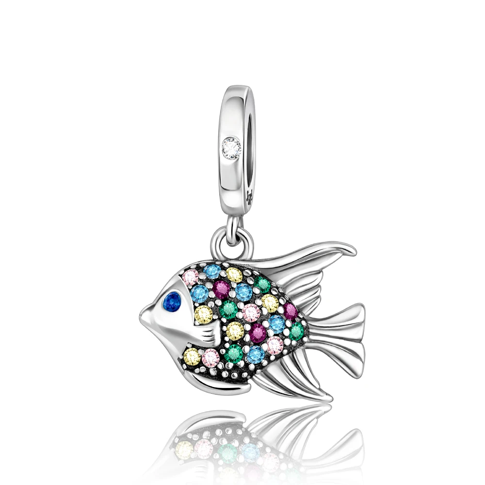

Ahthen 925 Sterling Silver Beads Deep-sea colorful fish Charm fit Snake Chain Bracelets Necklaces for Women Jewelry Making