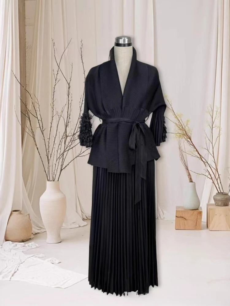 Miyake Pleated African Loose Women's Clothing Fashion Casual Suit Temperament Commuter Loose Wide-leg Pants Two-piece Set