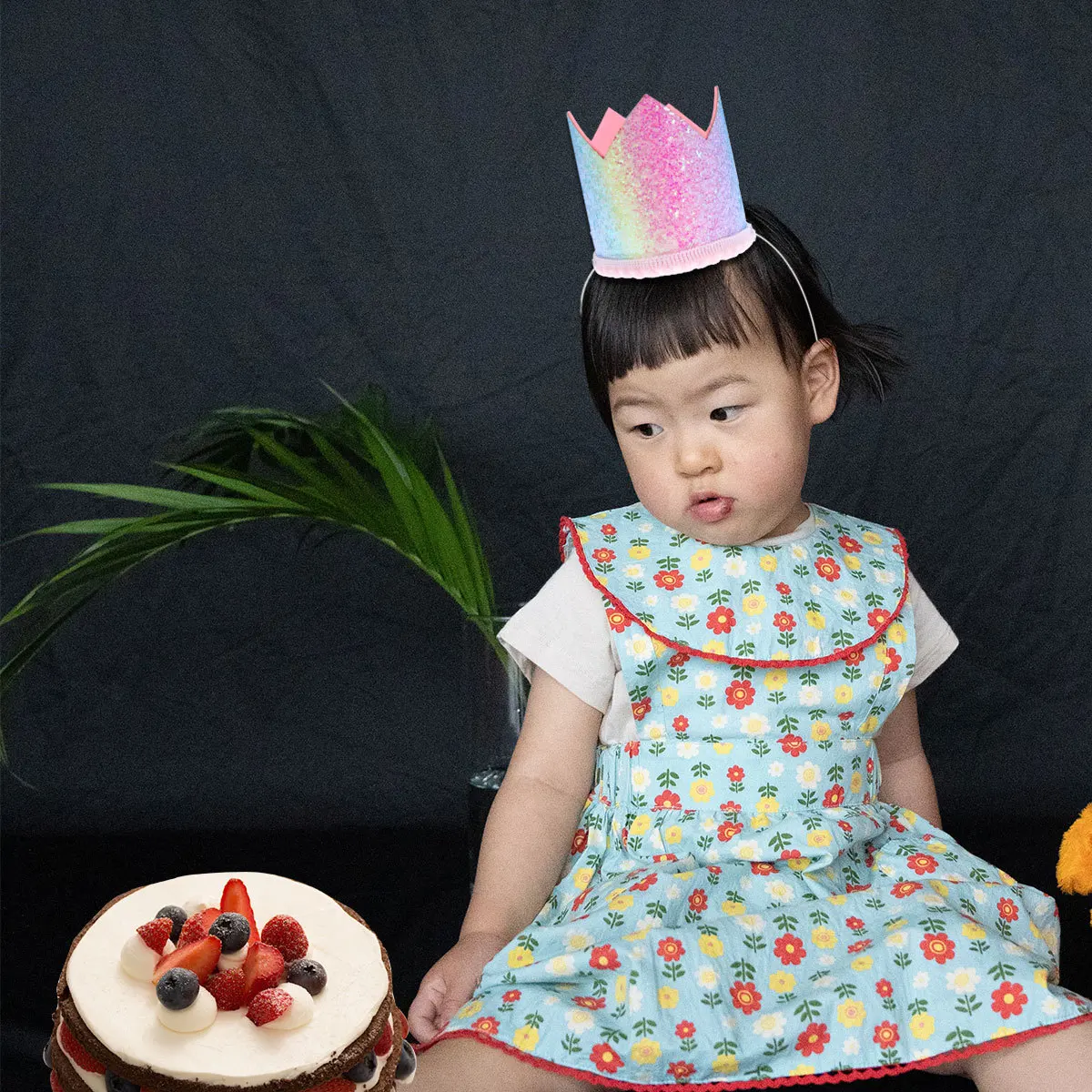

1Pcs Rainbow Gradient Party Crown Large Birthday Hat Kids Toddler Birthday Tiara Photo Prop Decoration Crown Hat