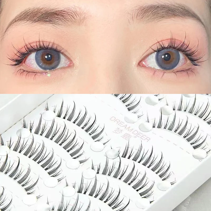 10 Pairs of Little Devil Manga  False Eyelashes Thin Transparent Stems Soft Natural A-type Fairy Eyelashes Makeup Cute