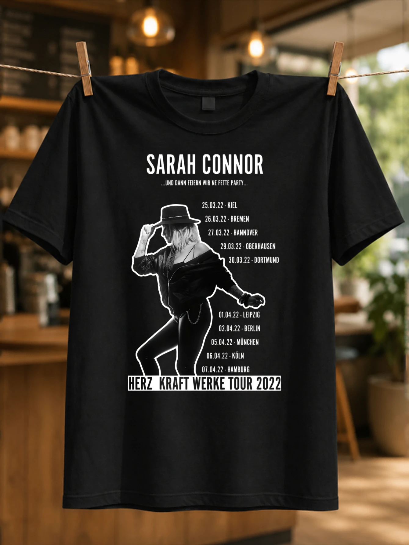 Sarah Connor Herz Kraft Werke Tour 2022  stage silhouette with German dates bold monochrome concert  Unisex All T-Shirt