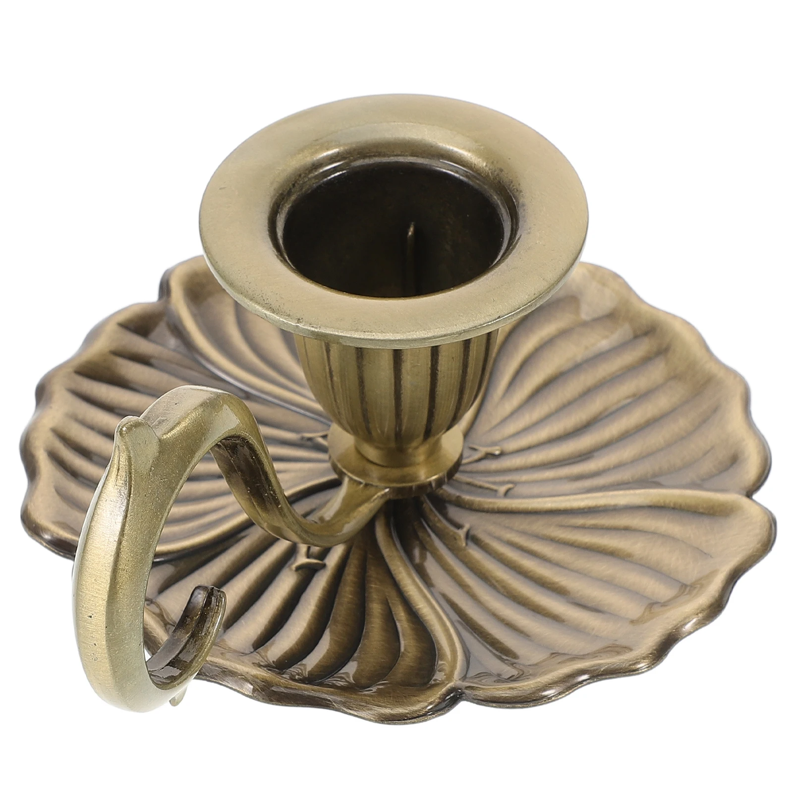 

Vintage Zinc Alloy Holder Metal Decorative Candlestick Portable Handle Pillar Candles Gothic Style Table Centerpiece