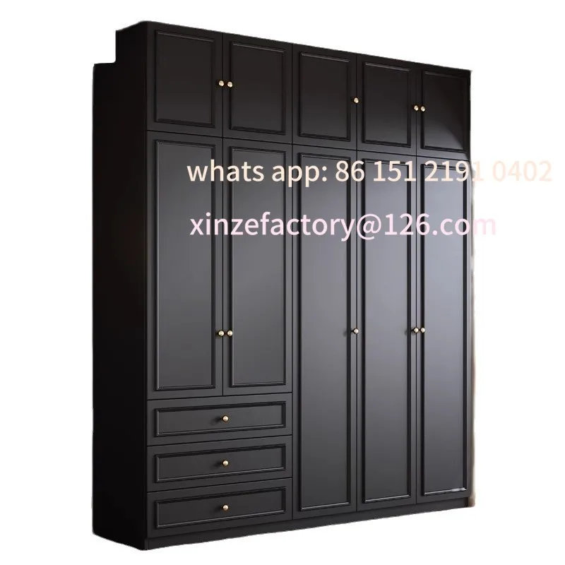 Personalizado antigo francês preto guarda-roupa casa quarto pequeno apartamento escuro americano clássico retro acabado guarda-roupa