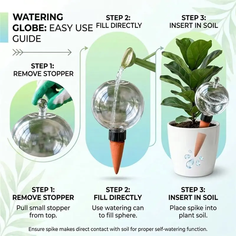 ABAE-Vacation For Plant Lovers 2 Pack 25 Oz Extra Large Self Watering For Plant Globes Durable 3 Weeks Water Supply