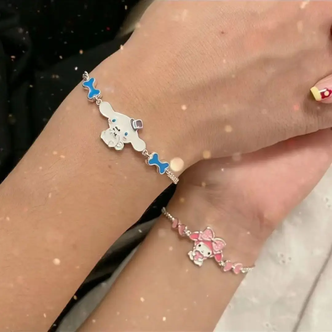 Kawaii Cartoon Bracelet 925 Silver My Melody Cinnamoroll Bracelets Pendant For Women Girl Lady Wedding Birthday Gift image 5