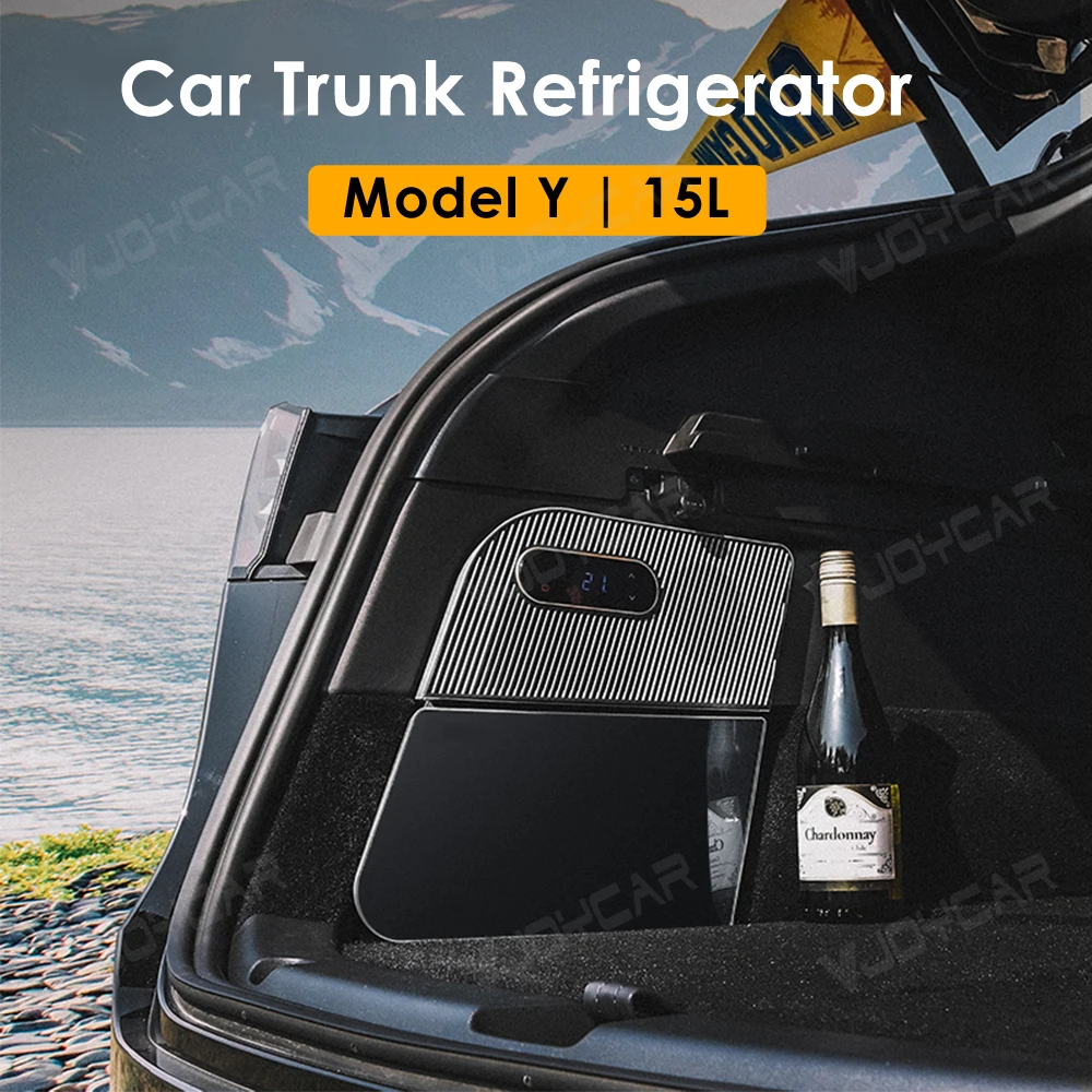 

For Tesla Model Y Trunk 15L Car Refrigerator Large Capacity 12V 16V Travel Compressor Cooling Accessories For Food Keep