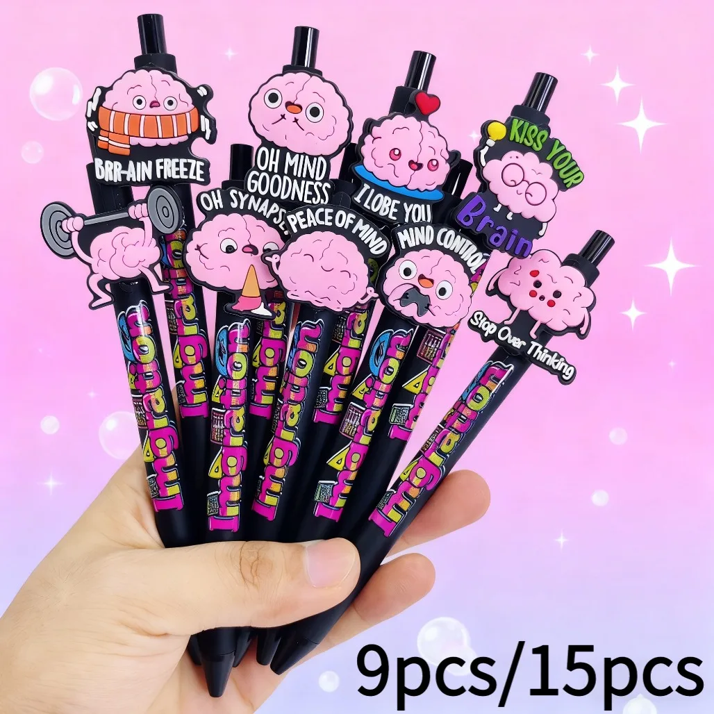 

9pcs/15pcs Smart Brain Theme Ballpoint Pen Creative Brain Series Gift Pen Student Writing Signature