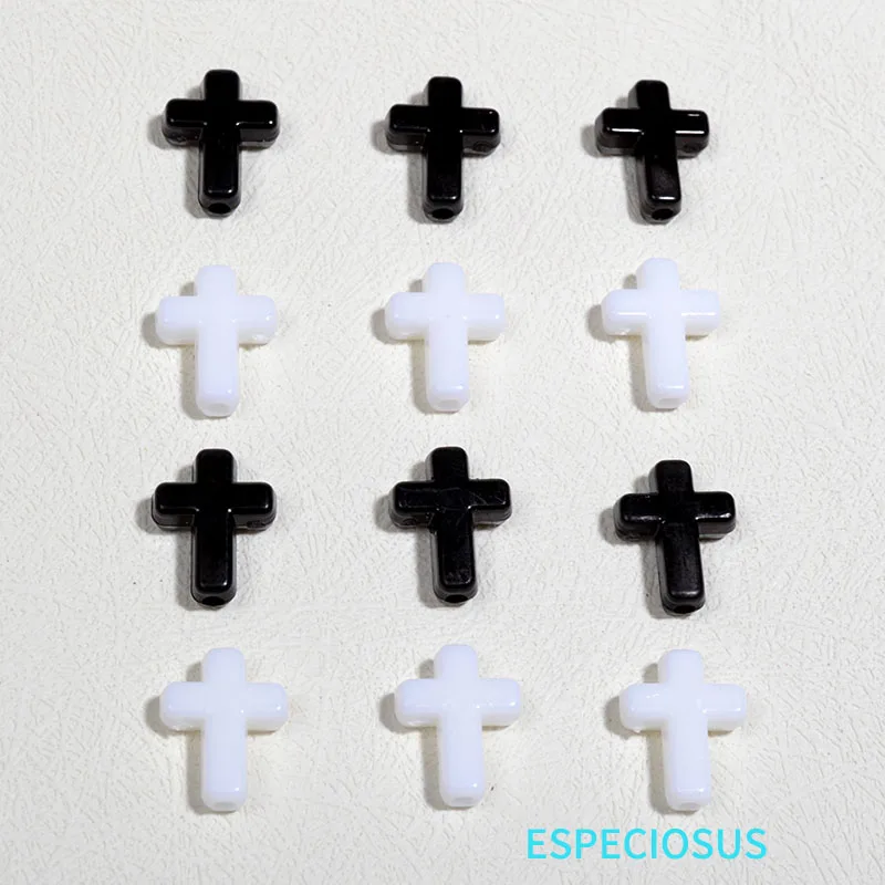 Black And White Color Vintage Cross Acrylic Beads Earring Charms Bracelet Spacer Necklace Accssories DIY Jewelry Departments