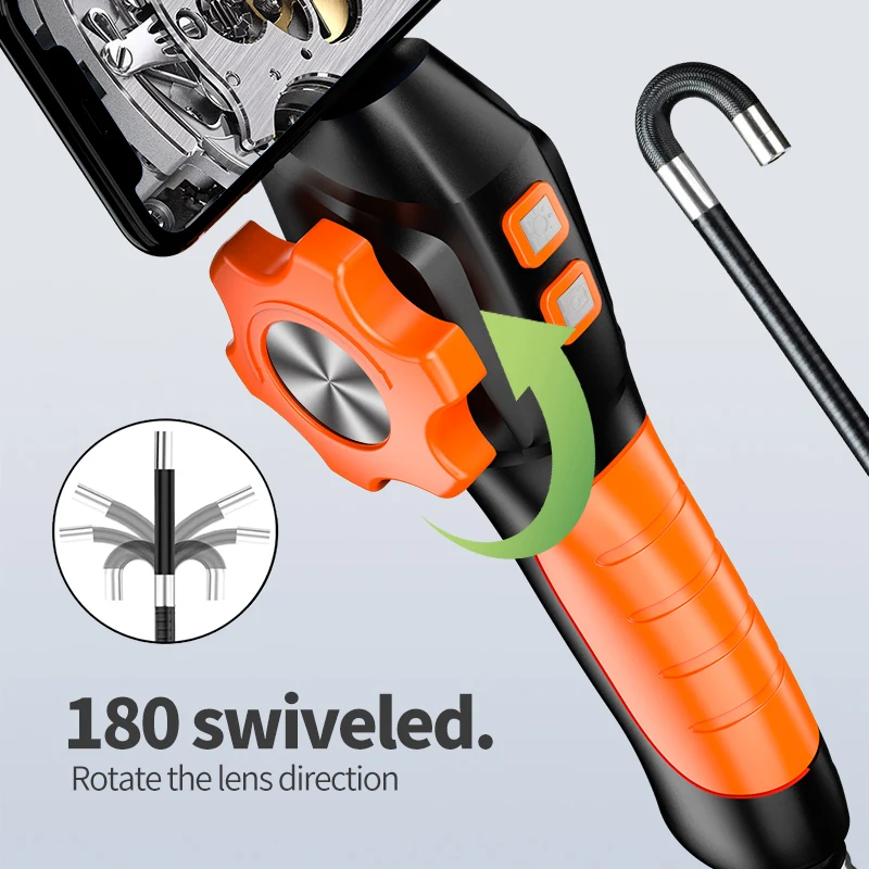 360 Graden Rotatie Endoscoop Inspectie Camera 6.4Mm Lens Hd Gelede Borescope Camera Voor Auto-Auto Ios Android