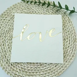 10Pcs Gold Stamped LOVE Disposable Napkins Valentine's Day Bride To Be Wedding Party Bride Shower Hen Party Dining Table Decor