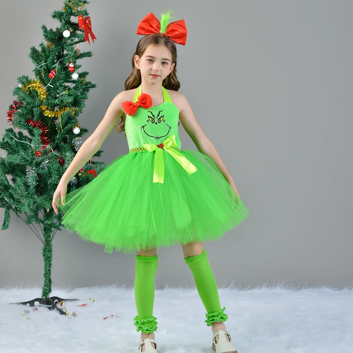 Disfraz de monstruo verde para niñas, vestidos de fiesta de Navidad y Halloween, vestido tutú para niña, vestido elegante, traje de cumpleaños para bebé