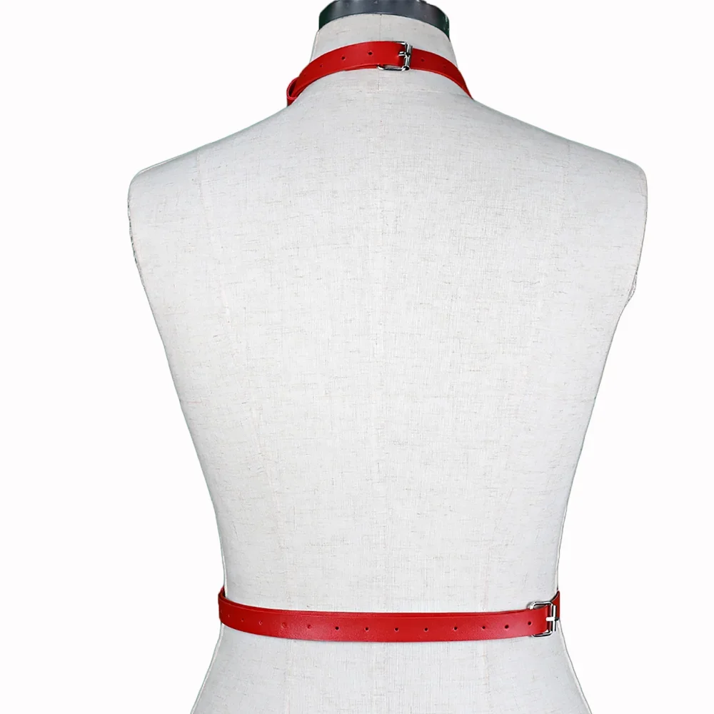 موضة الأحمر الإناث الصدر الرباط حزام الجلود تسخير أحزمة الشبقية الباستيل القوطي عبودية الشرير الحمالات الأشرطة النساء