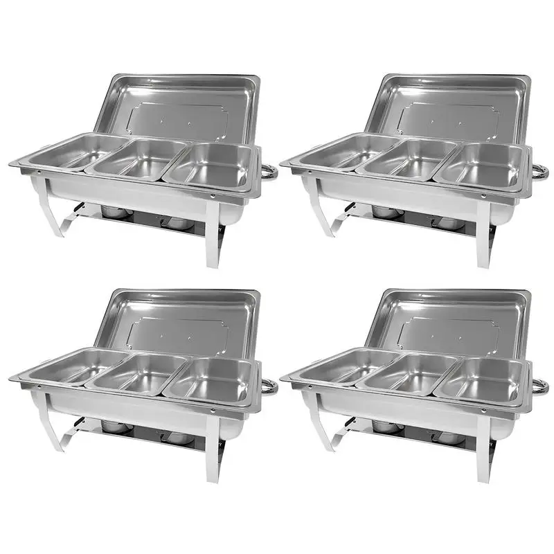 Buffet Food Warmer Set Square Stainless Steel Non Stick Chafing Dish Set Dishwasher Safe Foldable Buffet Warmer with Lid