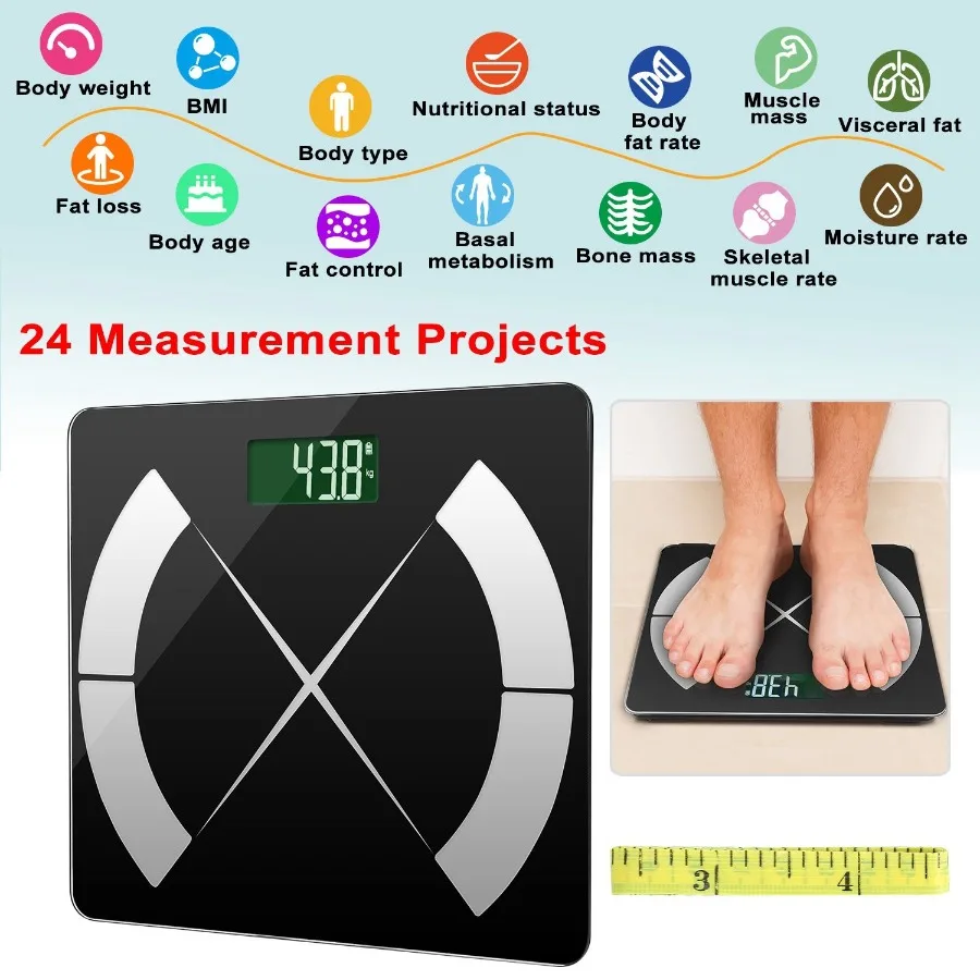 

Smart Body Composition Scale Fat Monitor Digital APP Scale BMI Health Analyzer for Valentines Gift Spring Exerciser