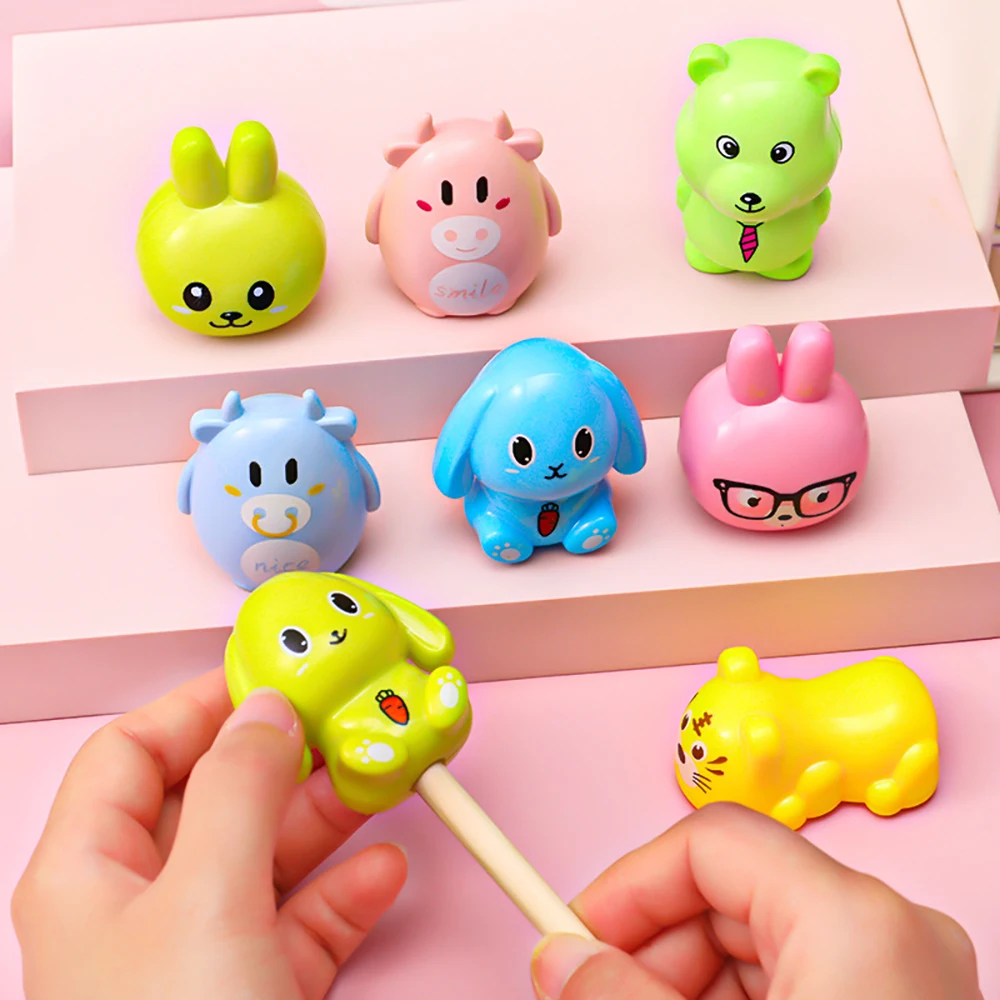 2Pcs Cartoon Animal Pencil Sharpener Mini Kawaii Sharpener Kindergarten Student Children's Gift School Stationery Supplies