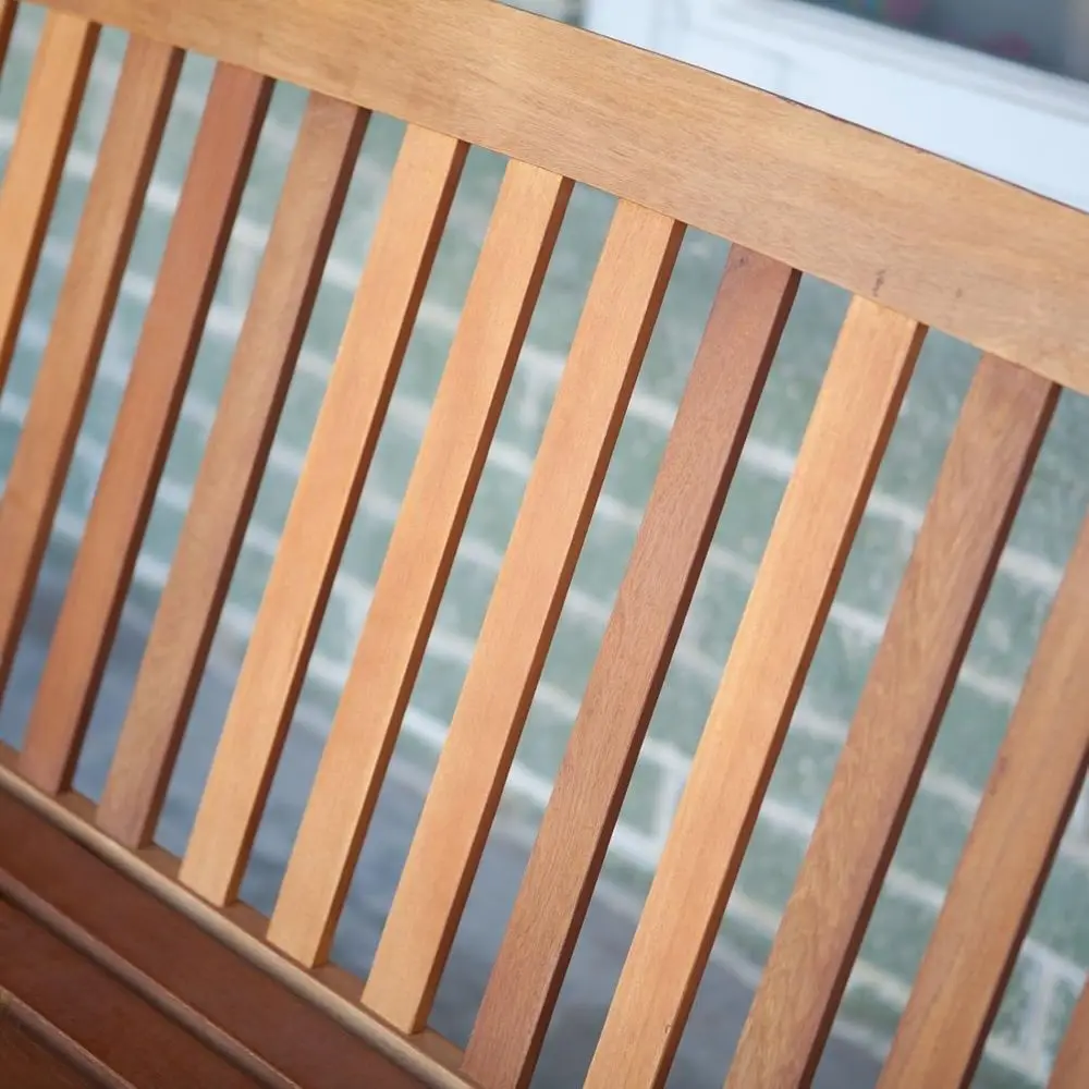 Durable Weatherproof 2-Seat Swing, 48 Hardwood, Stained Finish, Curved Backrest, UV Protection, Easy Assembly for Patio or Garde