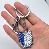 Attack on Titan Keychain Shingeki No Kyojin Wings of Liberty Pendant Cartoon Keyring Holder Chain Ring Vintage Cosplay Costume