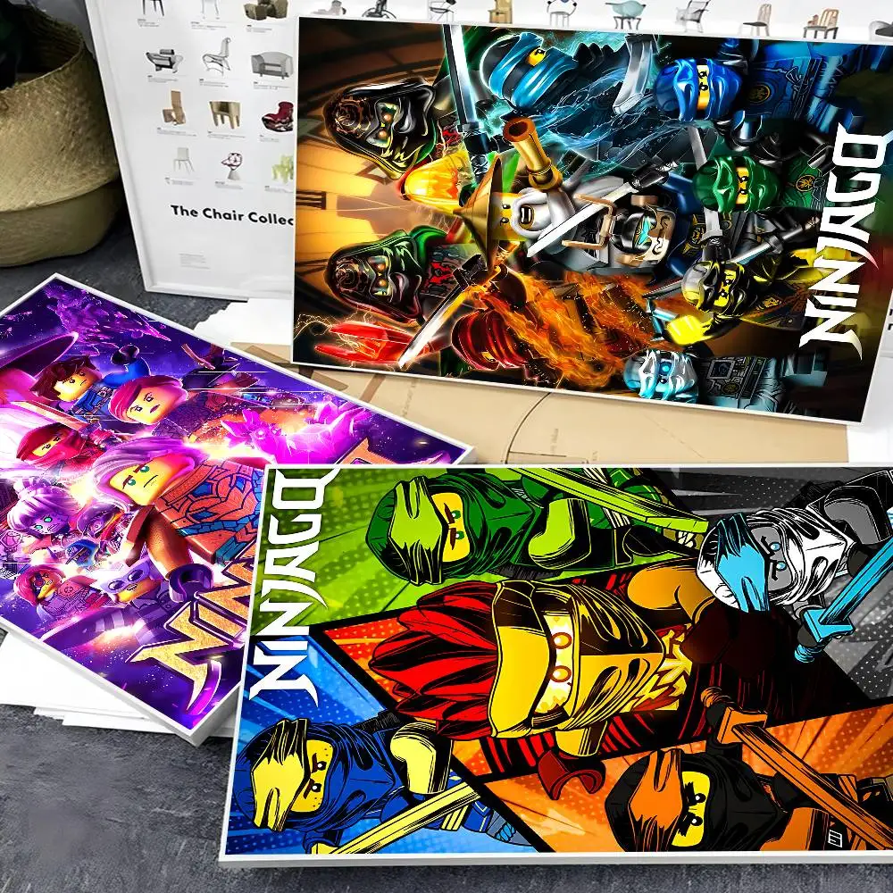 Cartoon N-Ninjago Cool L-LEGO Self-adhesive Art Poster Whitepaper Prints Posters Artwork Aesthetic Art Wall Painting