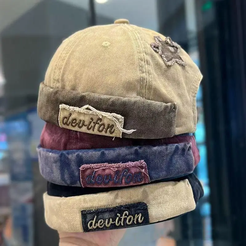Джинсовые-кепки-без-полей-в-стиле-ретро-для-мужчин-уличная-одежда-шляпы-в-стиле-хип-хоп-шапка-докер-с-вышивкой-букв-и-звезд-регулируемые-купольные-шапки