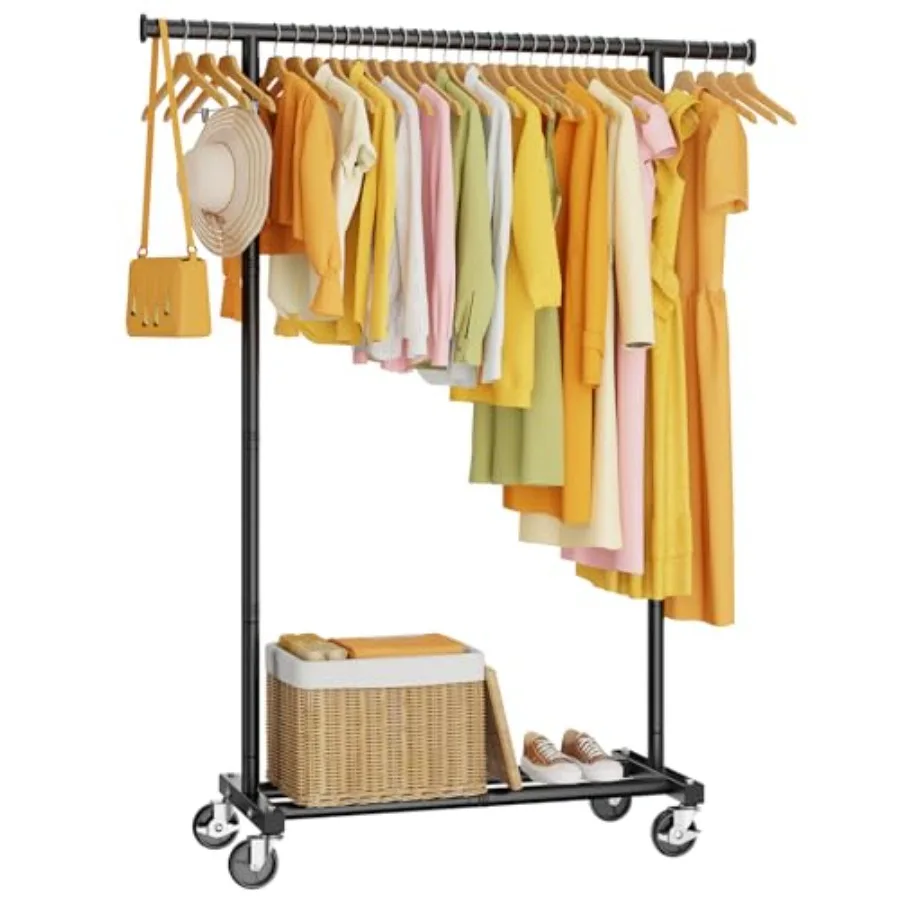 

Clothes Rack, Clothing Rack for Hanging Clothes, Rolling Garment Rack Sturdy Coat Rack Portable Wardrobe Rack Metal Closet Rack