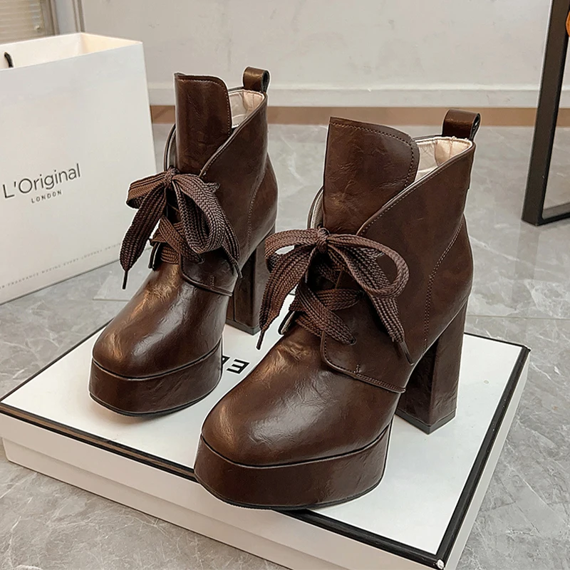

Ankle Boots for Women Fashion High Heels Shoes Designer Chunky New Winter Short Boots 2025 Luxury Pumps Dress Mujer De Botas