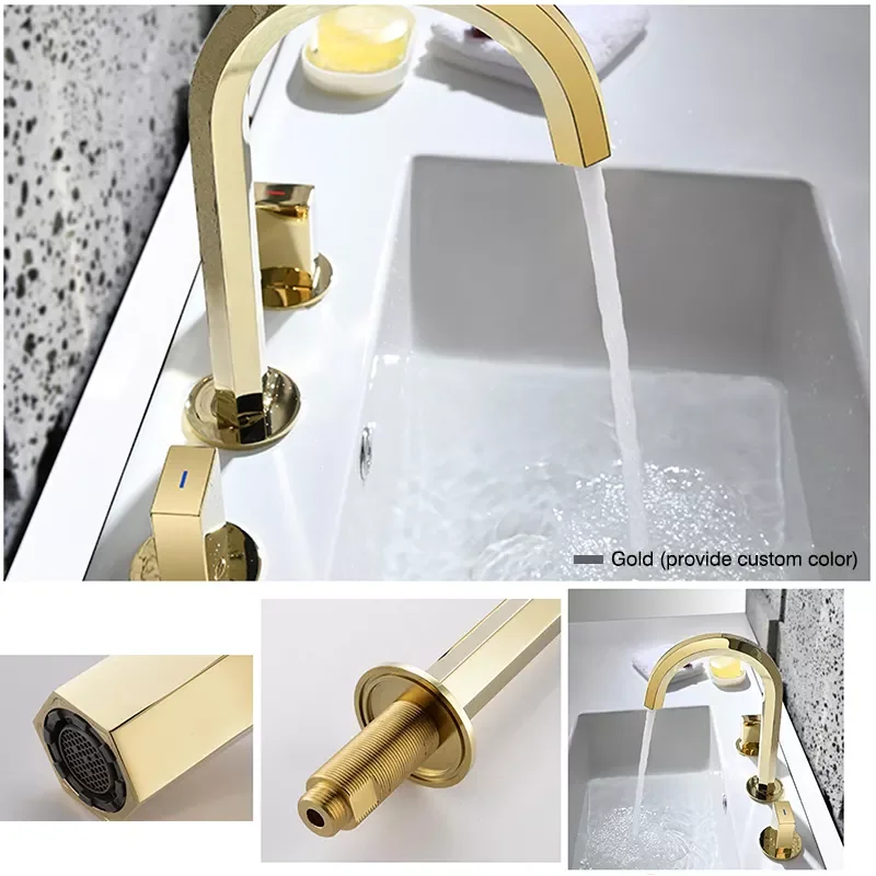 

AMAXO Basin Faucet Anti-slip Handles Bathroom Sink Brass Basin Faucets