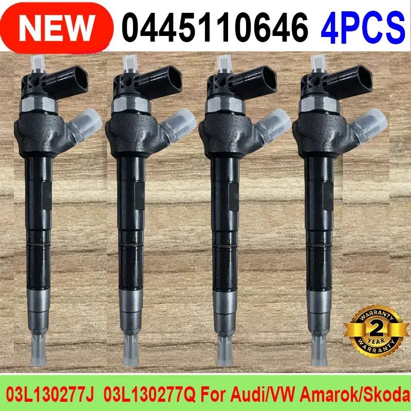 

4 PCS 0445110646 NEW Fuel Diesel Injector 0 445 110 646 03L130277J 03L130277Q For VM AMAROK 2.0/CADDY/AUDI 03L 130 277J ​ORLTL